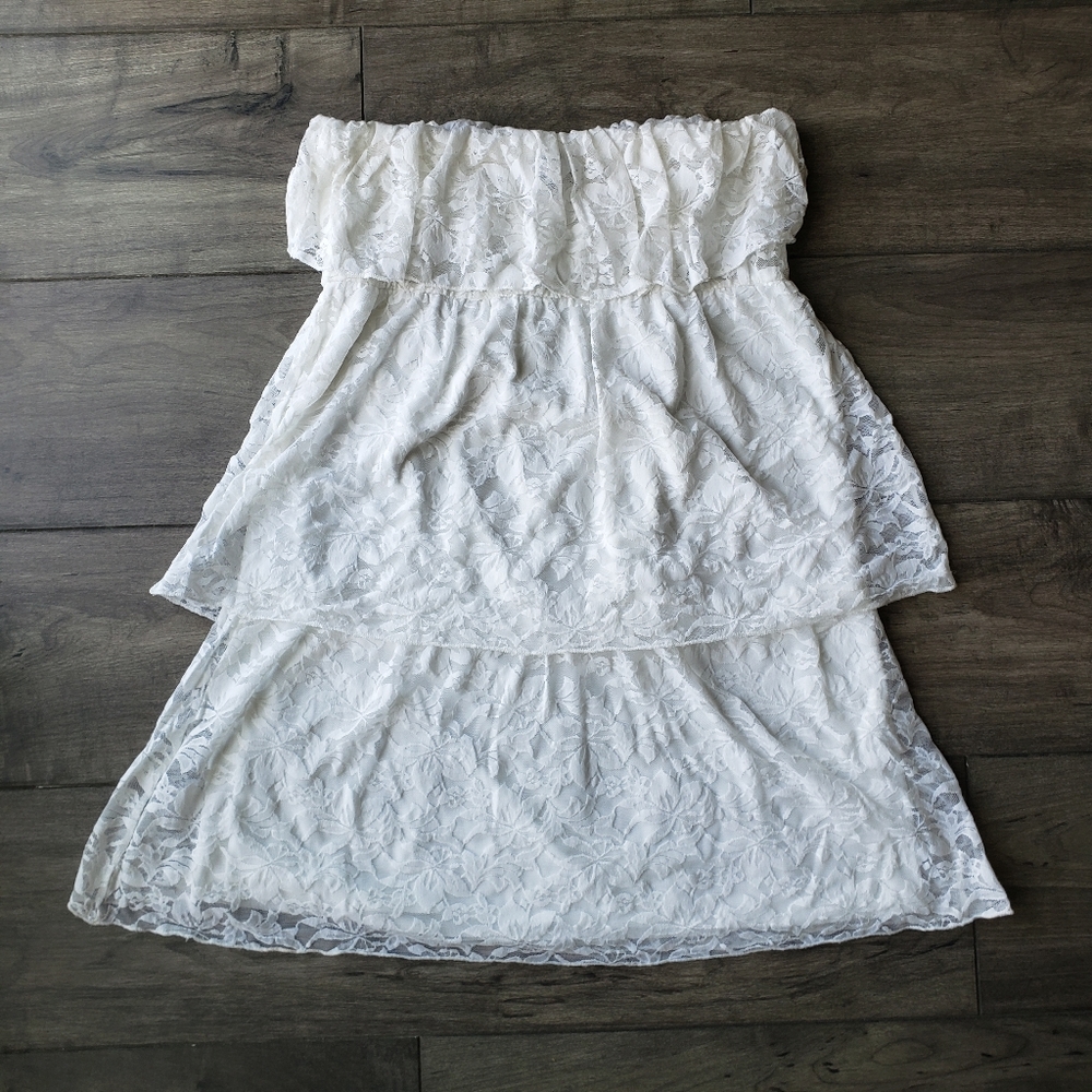 Windsor White Lace Strapless Dress Size Large